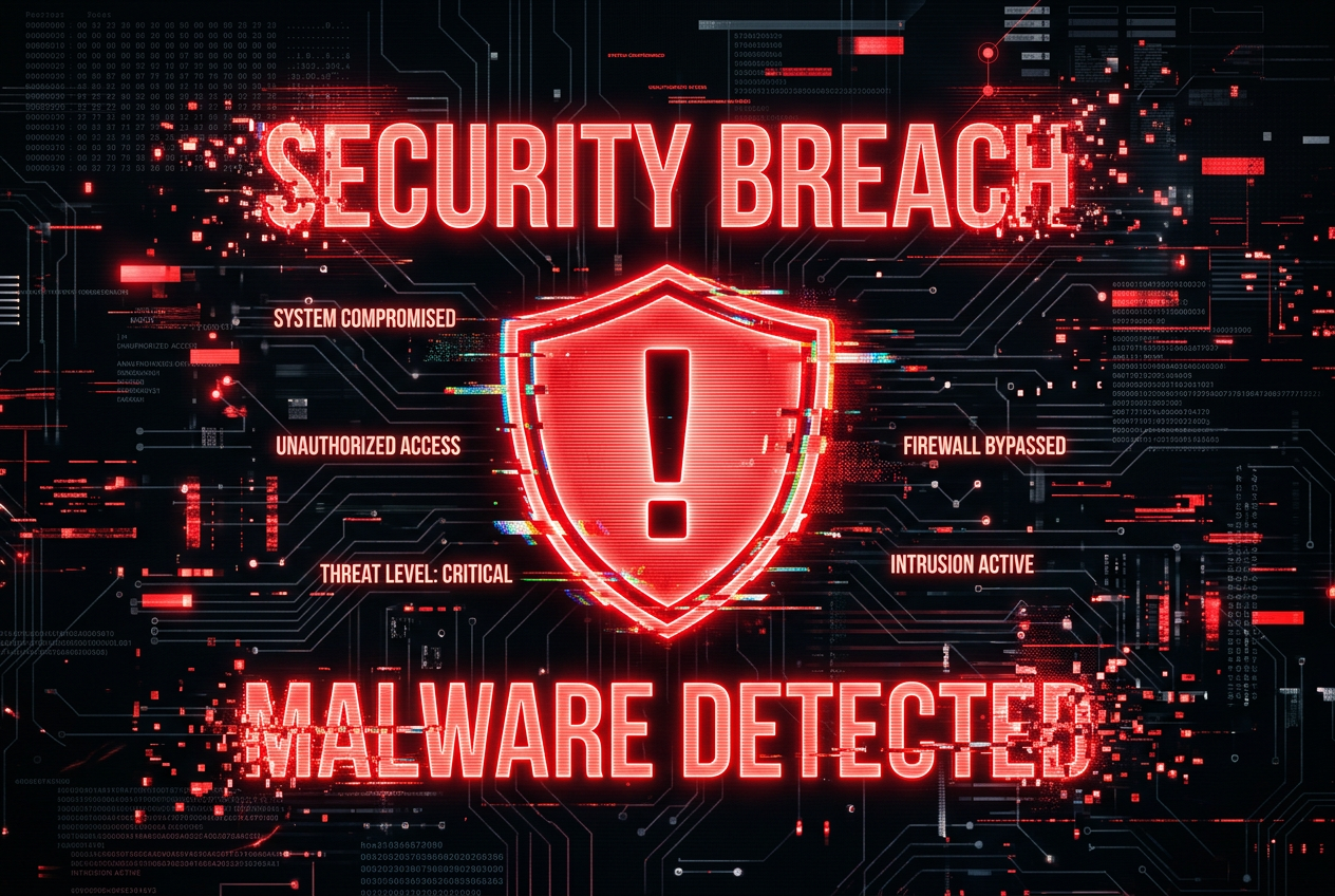 Czerwony znak ostrzegawczy bezpieczeństwa cybernetycznego w kasynie